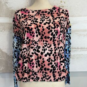 Central Park West Leopard Crewneck Sweater Size Medium